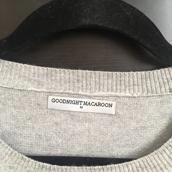 Goodnight Macaroon Grey sweater with plaid trim - Picture 6 of 7
